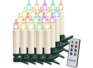 4250525329551 - DEUBA® Christbaumkerzen LED Kabellos 20 30 40er Set Batterie mit Timer Fernbedienung Echtwachs Lichterkette Weihnachten Flackernd Warmweiß Tannenbaum