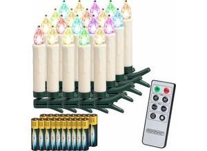 4250525351910 - Monzana - led Weihnachtsbaumkerzen Kabellos Warmweiß Bunt 20er 30er 40er Set Batterie Timer Dimmbar Fernbedienung Christbaumkerzen Tannenbaumkerzen