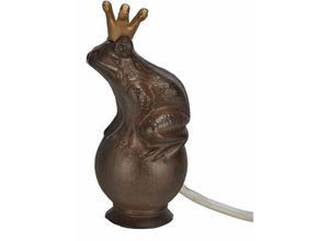 4260700657959 - Spetebo - Wasserspeier Froschkönig aus Gusseisen Dunkelbraun - 22 x 11 cm - Teichfigur inklusive Wasserpumpe - Garten Brunnen Teich Figur außen