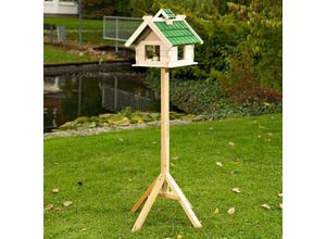 4250357314176 - - Vogelhaus Weiß Vogelfutterhaus aus Holz Vogelvilla Vögel Ständer