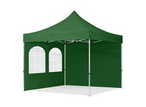 4064108038149 - House Of Tents - 3x3 m Faltpavillon professional Alu 40mm Seitenteile mit Sprossenfenstern dunkelgrün - dunkelgrün