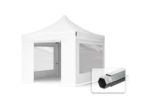 4260497043171 - Faltzelt professional 3x3 m mit Panoramafenster Faltpavillon alu Pavillon Partyzelt in weiß feuersicher PROFIZELT24 - weiß