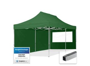 4064108036428 - House Of Tents - 3x6 m Faltpavillon economy Alu 32mm Seitenteile mit Panoramafenstern dunkelgrün - dunkelgrün