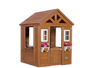 Image of Backyard Discovery - Spielhaus Timberlake aus Holz Outdoor Kinderspielhaus für den Garten inklusive Zubehör Gartenhaus für Kinder mit Fenstern - Braun