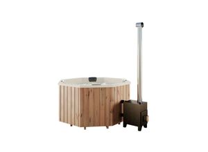 4251771228049 - Finntherm - Badefass Kopenhagen aus Thermoholz Badebottich Hot Tub mit Holzofen Whirlpool Schwimmbecken Jacuzzi outdoor beheizbar 200 x 200 cm