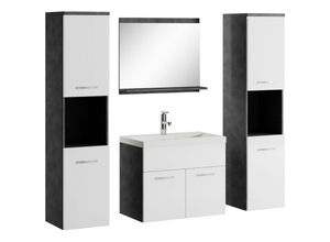 8720171713241 - Badezimmer Badmöbel Set Montreal xl 60cm Waschbecken Grau mit Hochglanz Weiß - Unterschrank Hochschrank Waschtisch Möbel - Dunkel grau mit hochglanz 8720171713241 - Badezimmer Badmöbel Set Montreal xl 60cm Waschbecken Grau mit Hochglanz Weiß - Unterschrank Hochschrank Waschtisch Möbel - Dunkel grau mit hochglanz