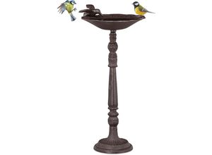 4052025263898 - Relaxdays - Vogeltränke Gusseisen Gartendeko antiker Stil Vogelfutterstelle für Wildvögel stehend 40 cm hoch braun