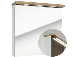 4066075028659 - Lomadox - Spiegelschrank 60 cm mit led Hochglanz weiß lackiert SOFIA-107 mit Trüffel Buche Nb b h t ca 60 60 20 cm - weiß