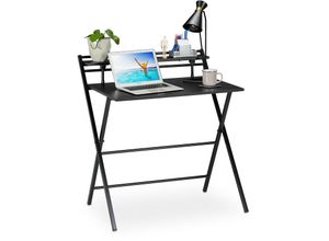 Image of Relaxdays - Schreibtisch klappbar, platzsparender Bürotisch, Ablage, Home Office, Jugendzimmer, 92 x 84 x 60 cm, schwarz