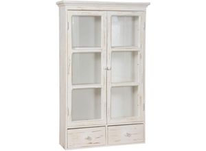 3000005164445 - Biscottini - Wohnzimmer-Wandvitrine Holzvitrine 3 Regale weißer hängender Badezimmerschrank Küchen-Wandschrank Schließfach