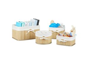 4052025217860 - Aufbewahrungskörbe Bambus 4er Set Aufbewahrungsbox für Regal und Schrank Regalkorb 4 Größen natur - Relaxdays