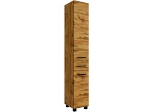 4066075025870 - Lomadox - Badezimmer Hochschrank 30 cm breit MORISSON-03 in Wotan Eiche Nb stehend und hängend einsetzbar b h t ca 30 180 35 cm - braun