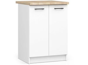 5901738168060 - Küchenschrank Akord oliwia modular S60 Unterschrank mit Arbeitsplatte Weiß 60 cm 2 Türen 2 Ebenen B60 x H85 x T46 cm