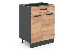 4251421955929 - Küchenschrank mit Schublade R-Line Goldkraft Eiche 60 cm mit Schublade ohne Arbeitsplatte Vicco