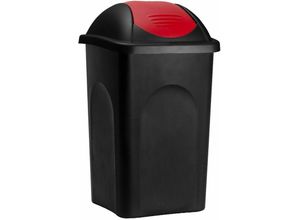 8003507701953 - - Stefanplast® Mülleimer mit Schwingdeckel 60L Abfalleimer Geruchsarm Küche Bad Biomüll Gelber Sack Kunststoff Mülltrennung schwarz rot