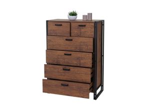 4057651138732 - Highboard MCW-A27 Kommode Schrank 6 Schubladen 115x80x40cm 3D-Struktur Wildeiche-Optik