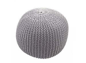 4057651283654 - Pouf MCW-E16 Strickhocker Sitzhocker Strickpouf Strickoptik 40x50cm ~ grau