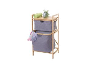 4057651255613 - Wäschesammler MCW-B56 Regal Wäschesortierer Wäschekorb Badregal Aufbewahrung Bambus 84x44x34cm 72l ~ creme-weiß