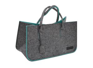 4057216038422 - Xxl Filztasche 50x25x25cm Filzkorb 25KG Kaminholzkorb Kaminholz-Tasche Einkaufskorb Filz Shopper Grau Türkis - grau - Dunedesign