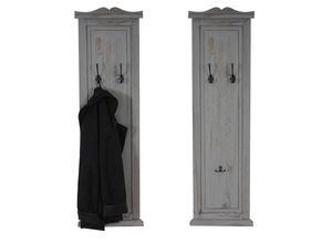 4052826150076 - 2er-Set Garderobe H33 Wandgarderobe Garderobenpaneel Wandhaken Holz 109x28x4cm ~ grau shabby