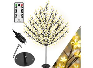 4260598878474 - Kirschblütenbaum mit Fernbedienung Lichterbaum Indoor Outdoor Metallfuß Stabil Weihnachten Beleuchtung Leuchtbaum Warmweiß 180cm - Schwarz - Kesser