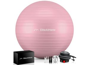 4260696120468 - EliteAthlete® Gymnastikball Sitzball Büro ergonomisch mit Anti Burst System - Fitness Yoga Pilates Schwangerschaft - Schwangerschaftsball Fitnessball Yogaball - Yoga Ball inkl Luftpumpe - Peach 85cm