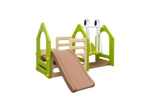 4260352171353 - Littletom - Kinder Spielplatz ab 1 Jahr 155x135 Garten Spielturm - Baby Rutsche mit Schaukel - grün