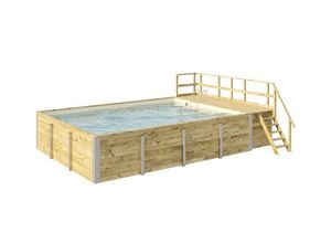 4004581525125 - Weka Massivholzpool-Set Sand 595 Gr 2 636 x 400 x 116 cm inkl Sandfilteranlage