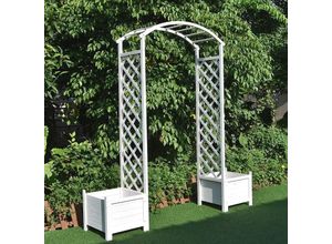 4251258935484 - - Rosenbogen Weiß Rankhilfe Blumenkübel Torbogen Spalier Rankgitter Holz Pergola