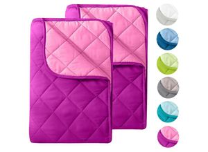 4251474127724 - 2 Stück Microfaser Sommer Steppbett 135x200 – lila und pink i oeko-tex geprüft i kochfest 95° i Leichtsteppbett für Camping & heiße Tage i ohne Bezug