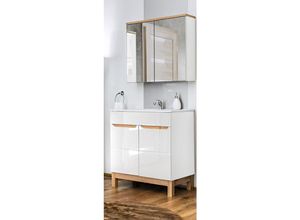 4251581512277 - Lomadox - Badmöbel Waschplatz Set inkl Keramikwaschtisch 60 cm 2-teilig SOLNA-56 Hochglanz weiß inkl Standfüßen BxHxT ca 60 x 200 x 45 cm - weiß