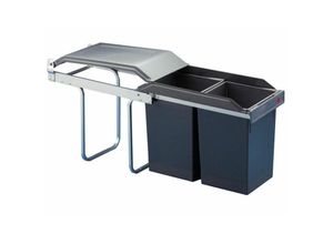 4250000516087 - Mülleimer Küche Einbau ab 30 cm Schrank 2-fach Abfalleimer - Grau - Hailo