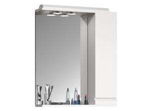 4051814423680 - Badspiegel Wandspiegel Breite 60 cm Hängespiegel Spiegelschrank Badezimmer Drehtür grifflos Beleuchtung Silora L (Farbe Weiß)