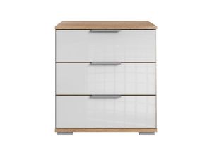 4066075056683 - Lomadox - Schlafzimmer Nachttisch Nachtschrank auch für Boxspringbett geeignet in Plankeneiche Nb mit weißem Glas ELSTRA-43 b h t ca 52 58 38 cm