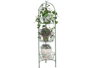 4260461476936 - Spetebo - Metall Blumenständer grün 110 cm - Garten Pflanztreppe Antik Blumen Säule Regal