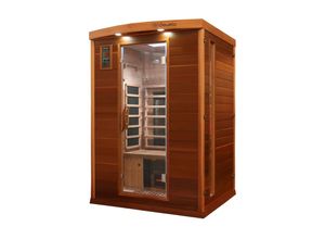 4251575100220 - Dewello - Infrarotkabine Infrarotsauna pierson pro Zedernholz inkl Vollspektrumstrahler für 1-2 Personen - LED-Farblicht - Wärmekabine mit Radio