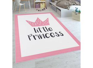 4061981049330 - Kinderteppich Kinderzimmer Mädchen Babyteppich Prinzessin Spruch Rosa 160x230 cm - Paco Home