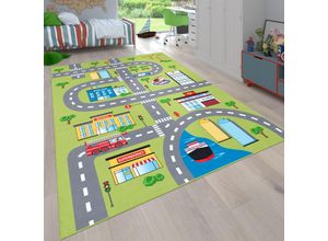 4061981124273 - Kinderteppich Bino 570 Teppiche Gr Ø 200 cm 4 mm 1 St grün Kinder Kinderzimmerteppiche Kurzflor Straßen-Spiel-Teppich Kinderzimmer