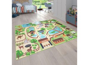 4061981081880 - Kinder-Teppich Für Kinderzimmer Spiel-Teppich Zoo Mit Tiger Bär Löwe Bunt 120x160 cm - Paco Home