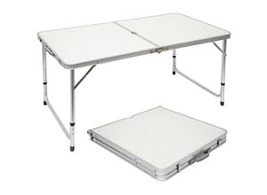 4057216002966 - Klappbarer stabiler Campingtisch 120x60x70cm höhenverstellbar tragbar Kofferformat Aluminium Hell Grau - grau - Amanka