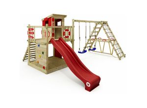 4251511835513 - Wickey - Spielturm Klettergerüst Smart Surf Schaukel & Rutsche Kletterturm mit Sandkasten Leiter & Spiel-Zubehör - rot - 1