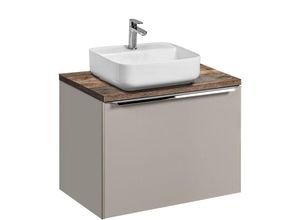 4066075062974 - Lomadox - Waschtisch-Unterschrank Set 60cm PUEBLA-56-TAUPE in taupe mit Vintage Eiche Keramikbecken 2 Softclose-Schubkästen b h t 604 625 46 cm