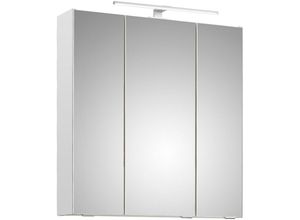 4066075063971 - Lomadox - Badezimmer Spiegelschrank 65cm breit mit Aufsatzleuchte in Weiß Glanz QUEIMADOS-66 b h t ca 65 70 16 cm - weiß