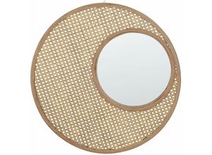 4251682284110 - Beliani - Wandspiegel Natur Rattan ø 60 cm Rund Modernes Wandaccessoire für Wohnzimmer Schlafzimmer Flur - Natürlich