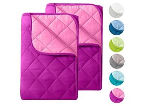 4251474134579 - Wometo - 2 Stück Microfaser Sommer Steppbett im Wende-Design 155x220 – OekoTex lila kochfest 95° Leichtsteppbett für Camping und heiße Tage i ohne