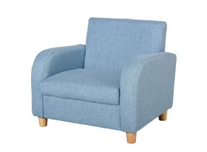 4251774939409 - Kindersessel mit Holzfüßen blau 49L x 45B x 445H cm Sessel blau Kindersessel klein Standbeine Schaumstoff Polster