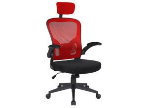 4250931567622 - Trisens - Bürostuhl Ergonomisch Drehstuhl Schreibtischstuhl Mesh Netzstoff office Stuhl Schwarz   Rot mit Kopfstütze