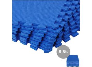 4250525321760 - Puzzlematte 8er Set 45x45cm Pool Fitness Rutschfest Wärmeisolierend EVA-Schaumstoff Erweiterbar Bodenschutzmatte Kinder Unterlage Blau - Monzana