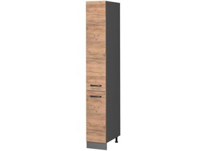 4066731046041 - Apothekerhochschrank Küchenschrank Küchenzeile R-Line 30 cm Anthrazit Eiche