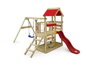 4250533947631 - Wickey - Spielhaus Spielturm TurboFlyer mit Schaukel & Rutsche Kletterturm mit Sandkasten Leiter & Spiel-Zubehör - rot - 1